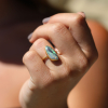 Vertical Boulder Opal Gold Black Stripe Ring