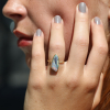 Vertical Boulder Opal Gold Black Stripe Ring