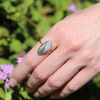 Vertical Boulder Opal Gold Black Stripe Ring