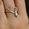 Silver Serpent Ring with Diamond Eyes