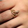 18k Gold Serpent Ring with Diamond Pave