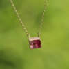 Pink Tourmaline Roxy Pendant with Diamond Pave Necklace