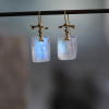 Rectangular Rainbow Moonstone 18k Branch Earrings