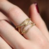 18k Gold Coral Branch Ring with Diamonds