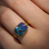 Rectangular Boulder Opal 18k Gold Ring