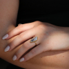 Vertical Boulder Opal Gold Black Stripe Ring