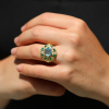 Utopia Engraved Aquamarine Emerald Ring