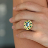 Utopia Engraved Aquamarine Emerald Ring