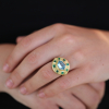 Utopia Engraved Aquamarine Emerald Ring