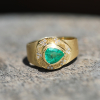 Talisman Shield Emerald Engraved Ring