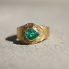 Talisman Shield Emerald Engraved Ring