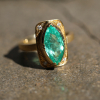 Gold Marquise Emerald Diamond Ring