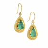 Emerald Engraved Starlight 18k Gold Earrings