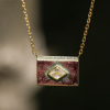 Diamond Enamel 18k Gold Necklace