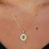 Talisman Heart Tourmaline Diamond Engraved  Necklace