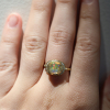 Fire Opal Diamond Halo Gold Ring