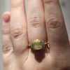 Fire Opal Diamond Halo Gold Ring