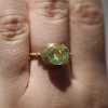 Fire Opal Diamond Halo Gold Ring