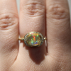 Fire Opal Diamond Halo Gold Ring