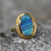 Boulder Opal Seascape Diamond Halo Ring