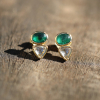 Orbit Emerald Diamond Pyramid Earrings