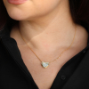 Aquamarine Heart and Diamond Halo Gold Necklace