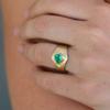 Talisman Shield Emerald Engraved Ring