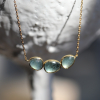Triple Orbit Aquamarine Gold Necklace