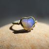 Pipe Opal Heart 18k Gold Ring