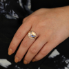 Rainbow Moonstone 18k Rose Gold Diamond Orbit Ring