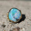 Boulder Opal Ellipse Engraved Ring