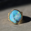 Boulder Opal Ellipse Engraved Ring