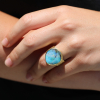 Boulder Opal Ellipse Engraved Ring