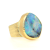 Boulder Opal Ellipse Engraved Ring