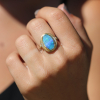 Boulder Opal Seascape Diamond Halo Ring