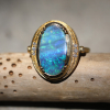 Boulder Opal Seascape Diamond Halo Ring