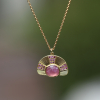 Pink Sapphire Sun Ray Necklace