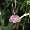 Pink Sapphire Sun Ray Necklace