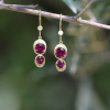 Double Orbit Halo Rhodolite Earrings