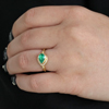 Small Teardrop Emerald Ring with Diamond Halo