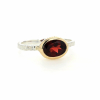 Small Oval Garnet Silver and 14k Gold Ring