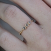 Triple Greyish Brown Diamond Yellow Gold Ring