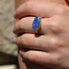 Smooth Asymmetrical Black Jelly Opal Ring