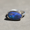 Smooth Asymmetrical Black Jelly Opal Ring