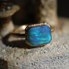 Rectangular All Gold Australian Opal Ring