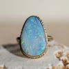 Teardrop Vertical Boulder Opal All Gold Ring