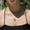 Labradorite Flower with Diamond Gold Necklace