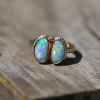 All Gold Double Asymmetrical Opalized Clam Shell Ring