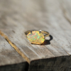 Mexican Fire Opal All Gold Prong Ring