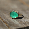 Rose Cut All Gold Emerald Ring with Diamonds